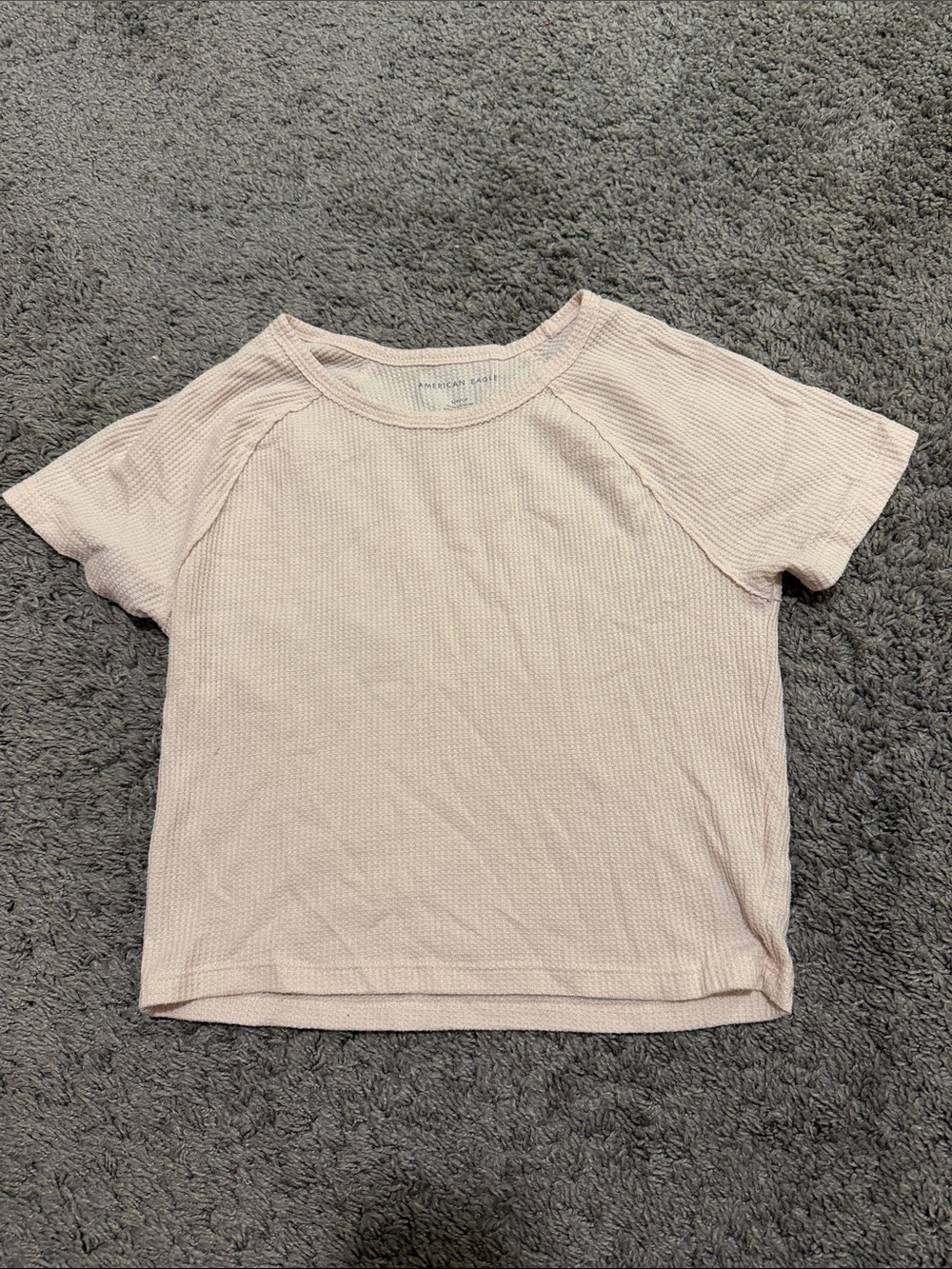 American Eagle Outfitters Pale Pink Waffle Knit Tee